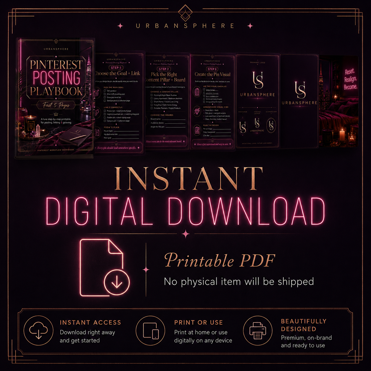 Pinterest Posting Playbook | Luxe Pinterest Marketing Guide for Digital Product Sellers