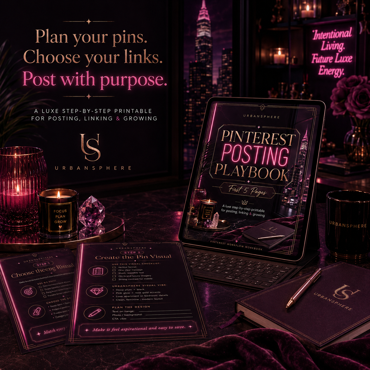 Pinterest Posting Playbook | Luxe Pinterest Marketing Guide for Digital Product Sellers