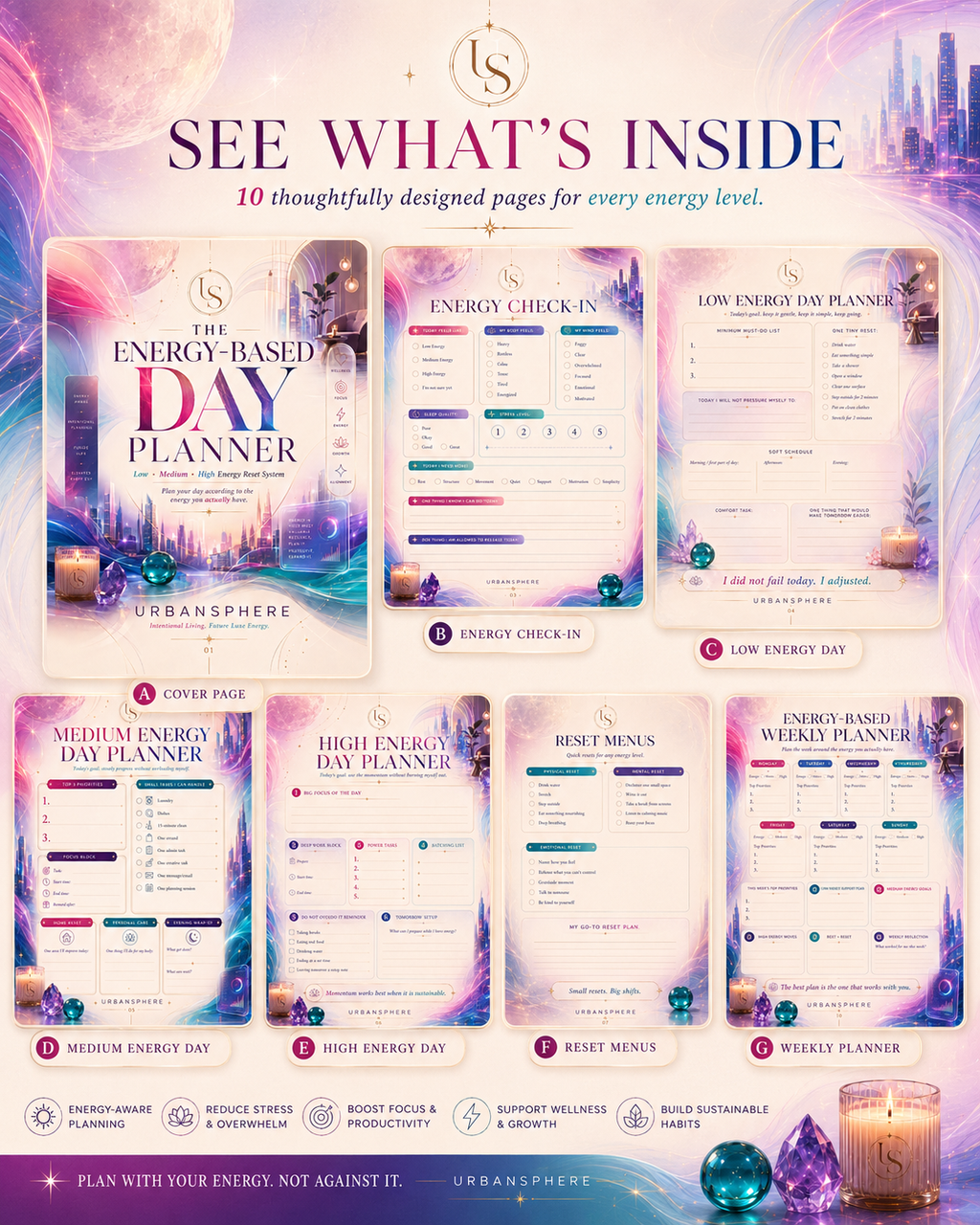 Energy-Based Day Planner Printable | Low, Medium & High Energy Daily Reset Planner