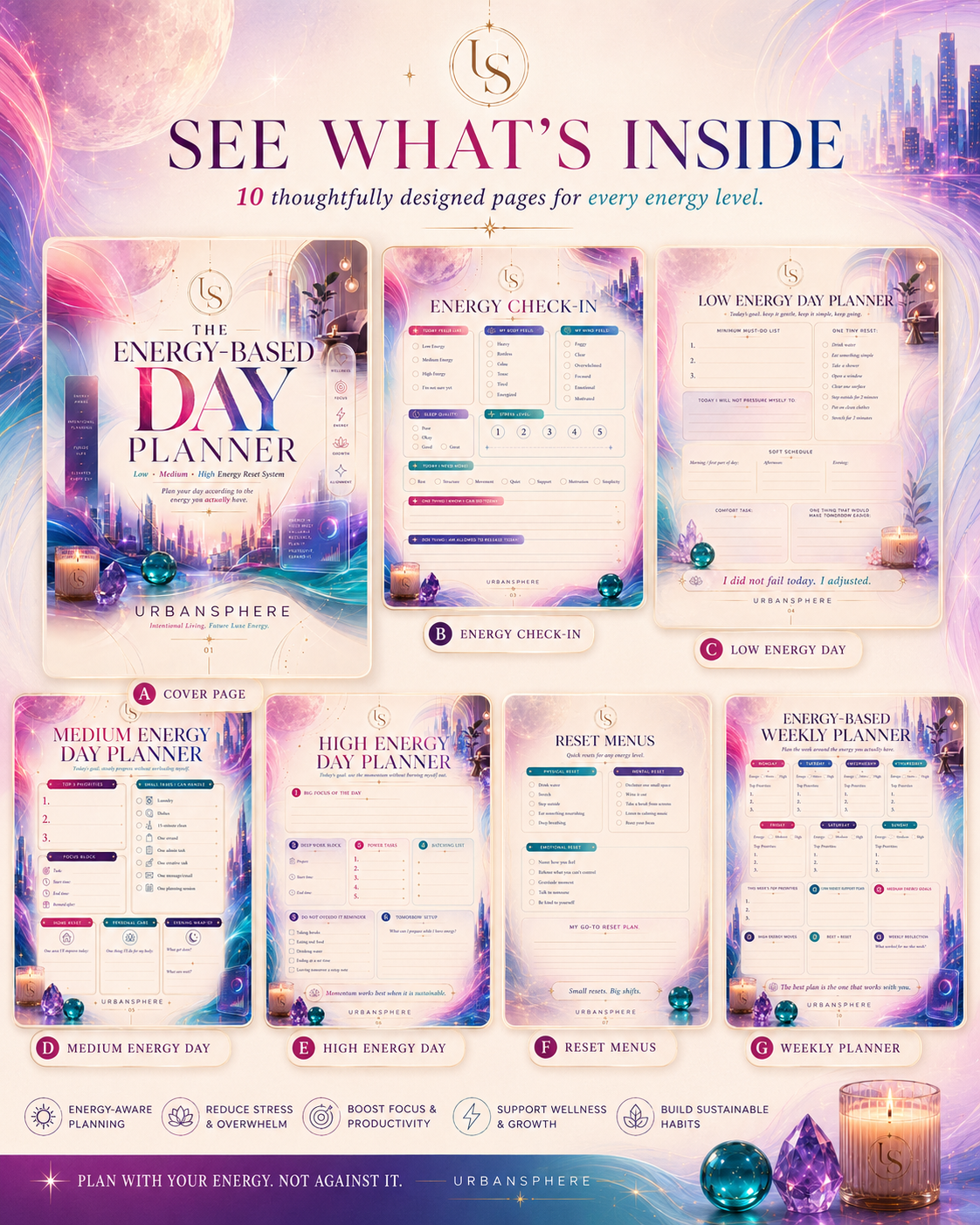 Energy-Based Day Planner Printable | Low, Medium & High Energy Daily Reset Planner